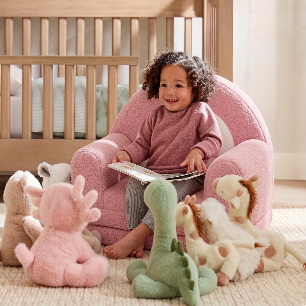 Nutech Decor 2-in-1 Kids Sofa Chair – Convertible Plush Toddler Lounger with Rainbow Backrest