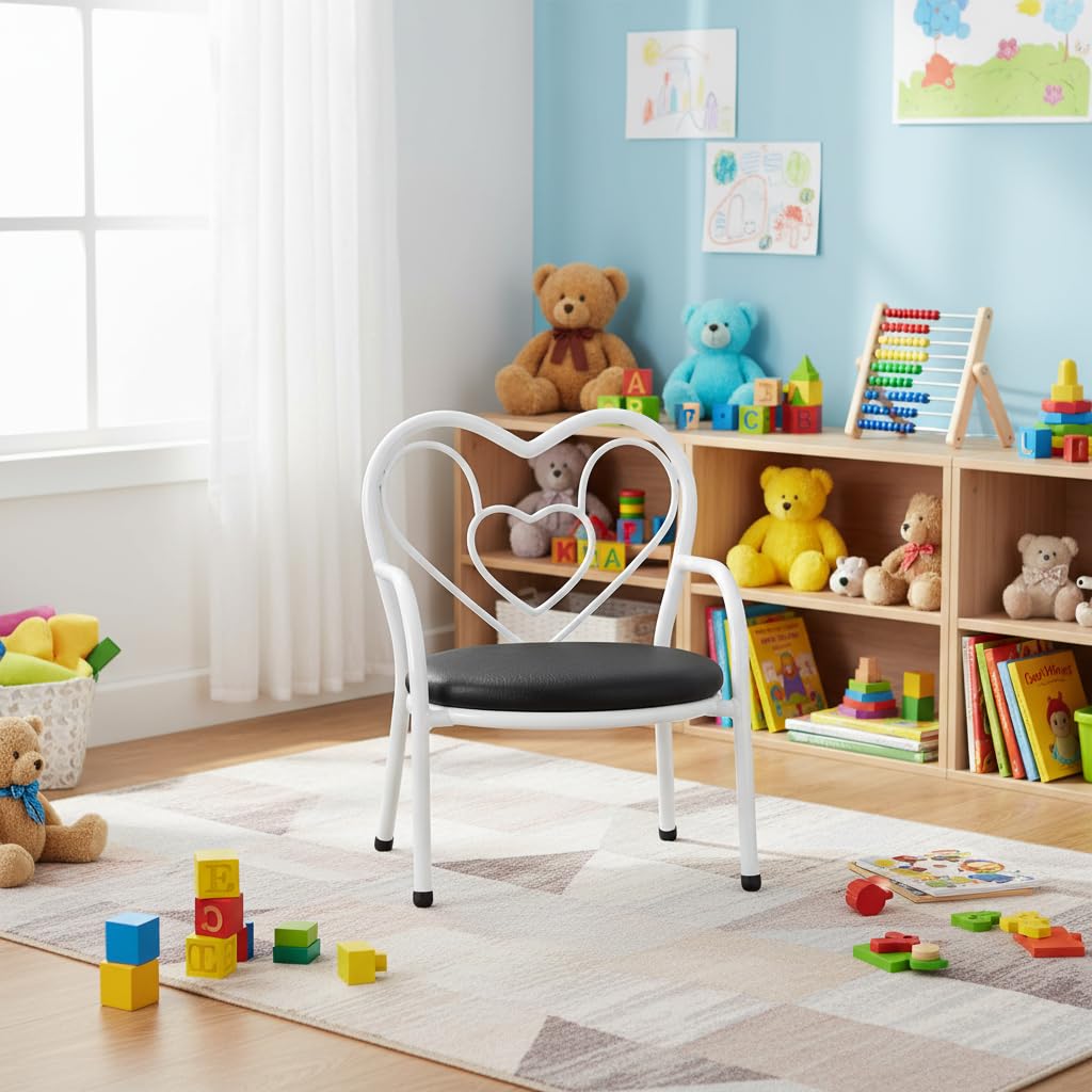 Nutech Decor Heart Kids Chair | Cushioned Metal Study & Activity Chair