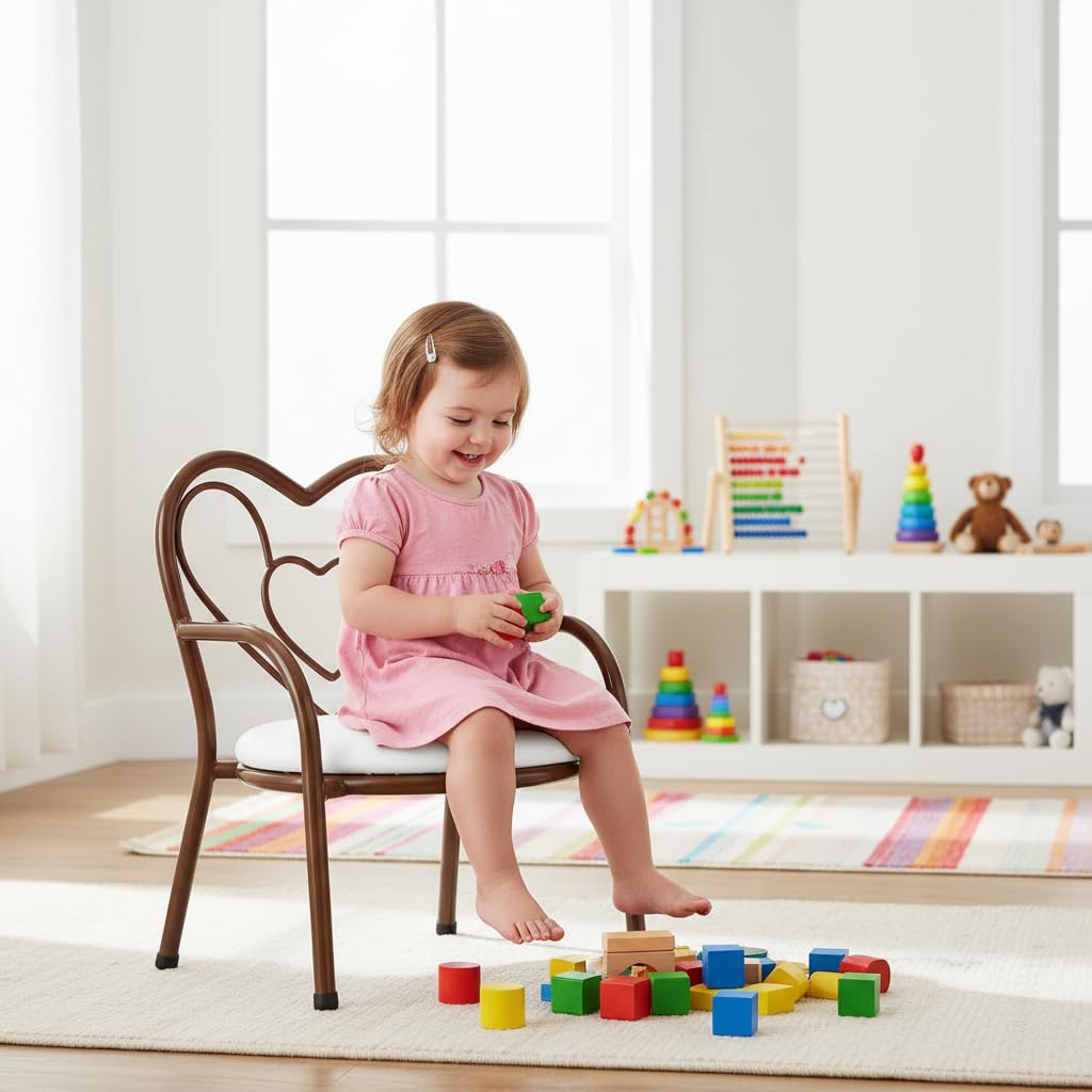 Nutech Decor Heart Kids Chair | Cushioned Metal Study & Activity Chair