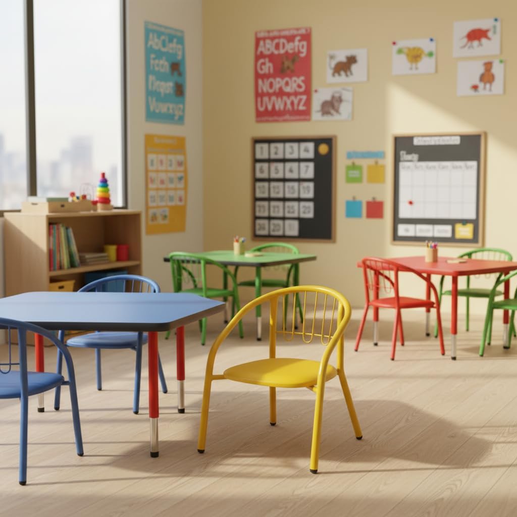 Nutech Decor Kids Activity Chair – Cushioned Metal Chair for Home & School Study, Play & Dining Chair