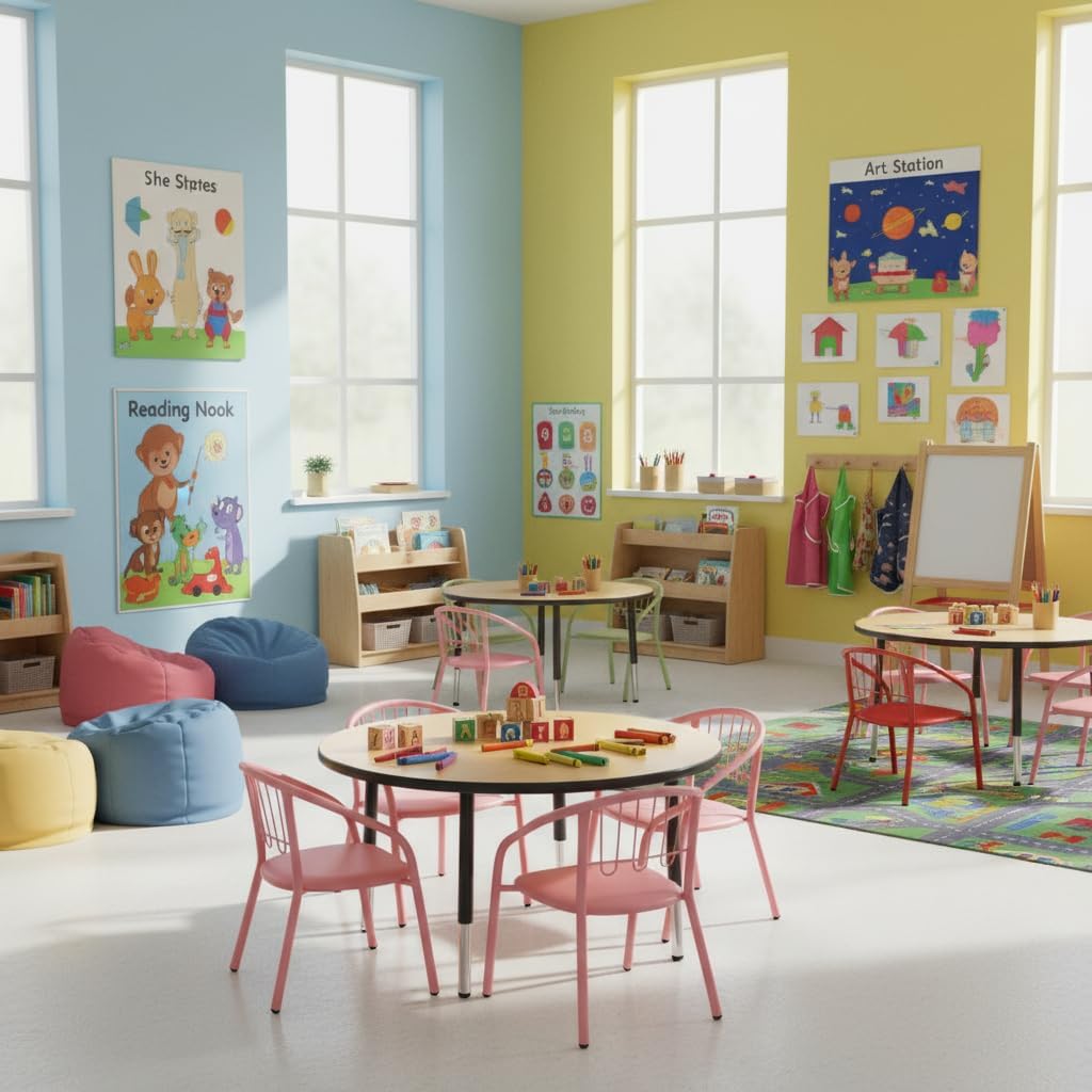 Nutech Decor Kids Activity Chair – Cushioned Metal Chair for Home & School Study, Play & Dining Chair