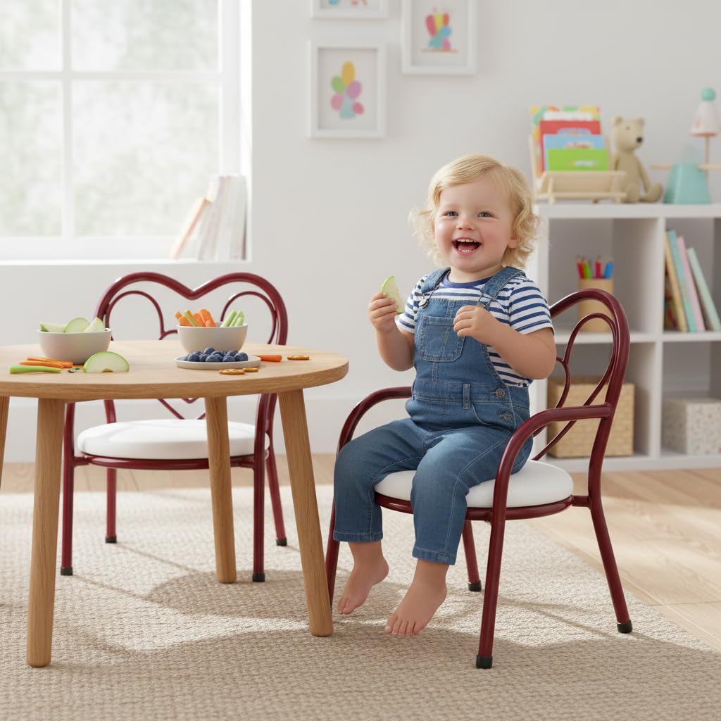 Nutech Decor Heart Kids Chair | Cushioned Metal Study & Activity Chair