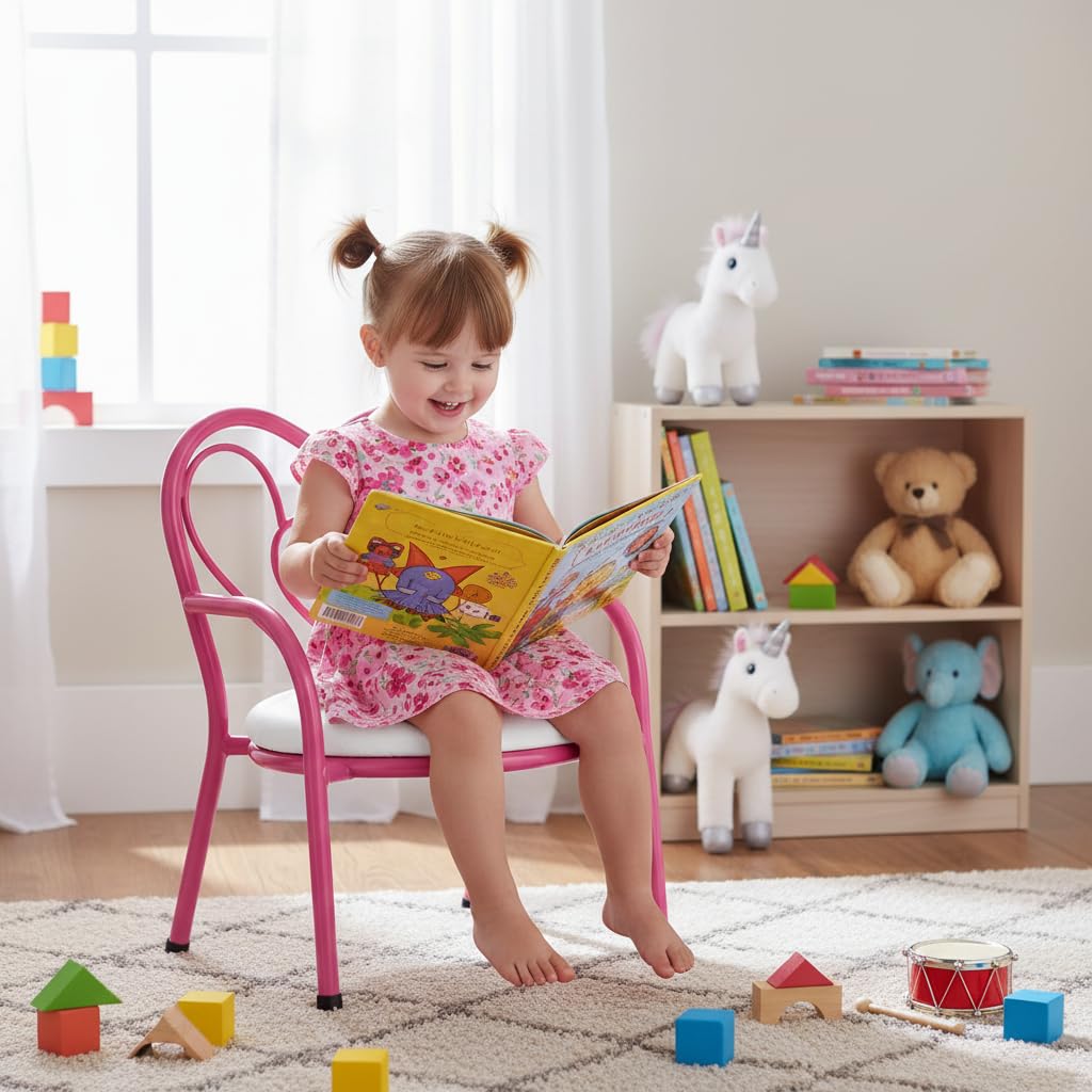 Nutech Decor Heart Kids Chair | Cushioned Metal Study & Activity Chair