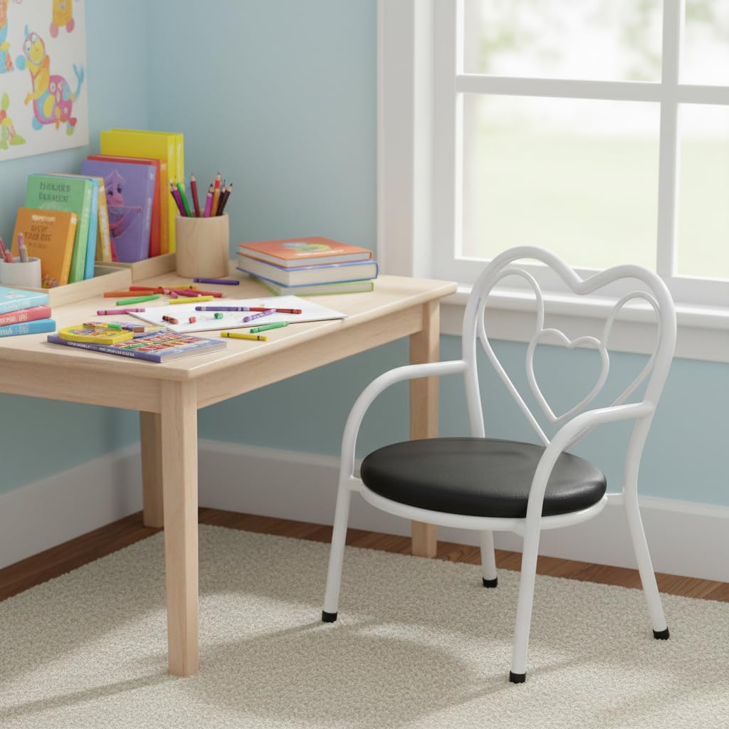 Nutech Decor Heart Kids Chair | Cushioned Metal Study & Activity Chair