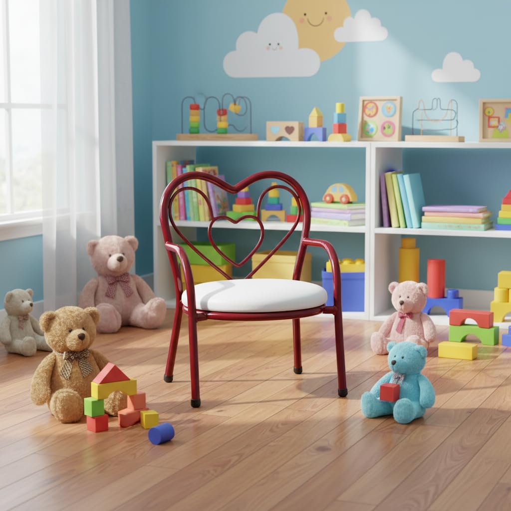 Nutech Decor Heart Kids Chair | Cushioned Metal Study & Activity Chair