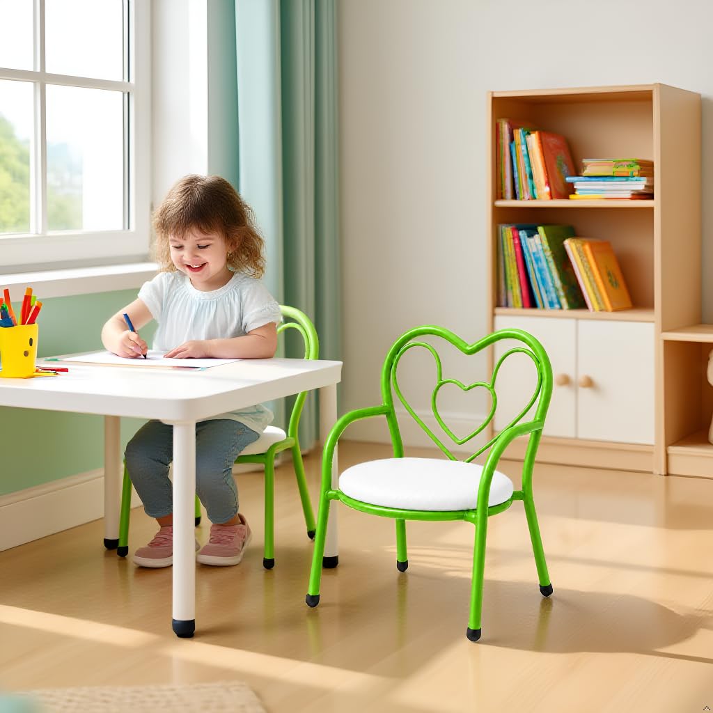 Nutech Decor Heart Kids Chair | Cushioned Metal Study & Activity Chair