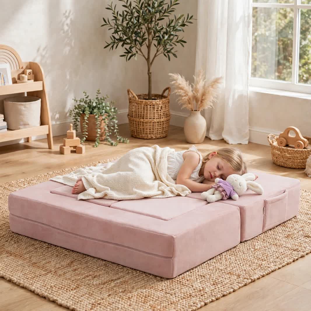 Nutech Decor Corduroy Kids Play Couch – Modular Toddler Sofa for Play, Reading & Relaxing