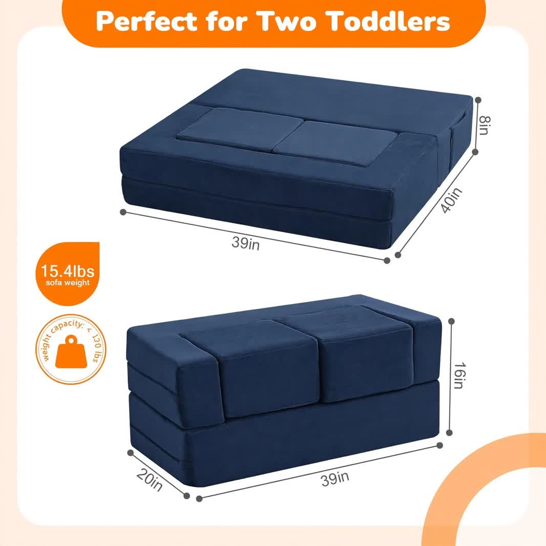 Nutech Decor Corduroy Kids Play Couch – Modular Toddler Sofa for Play, Reading & Relaxing