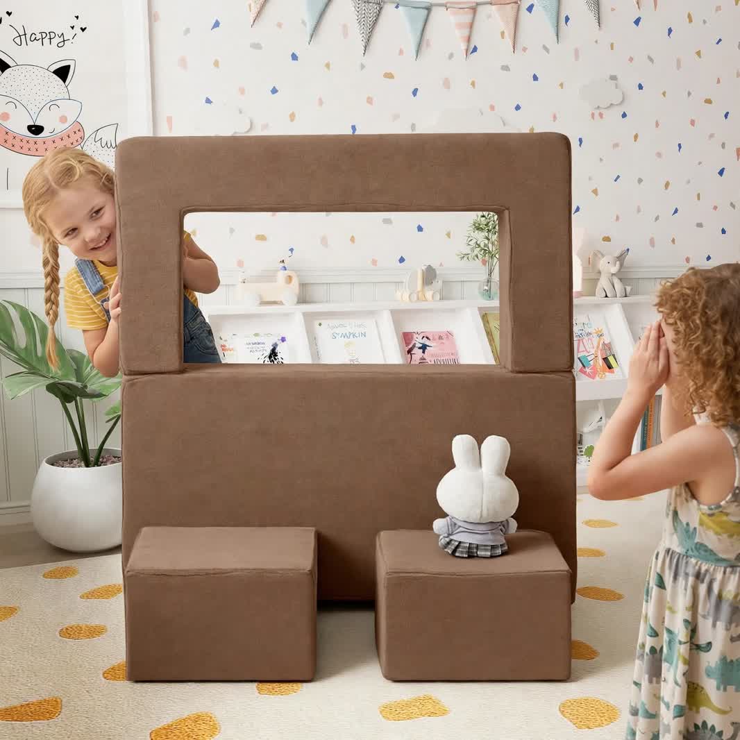 Nutech Decor Corduroy Kids Play Couch – Modular Toddler Sofa for Play, Reading & Relaxing