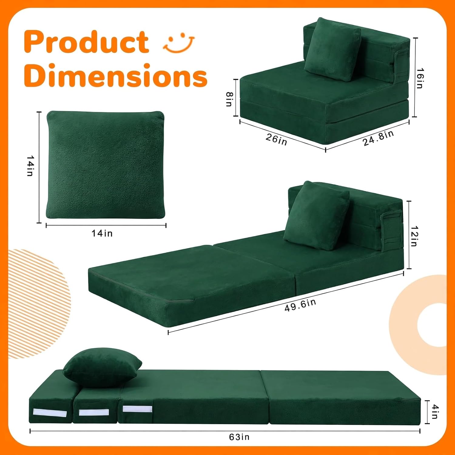 Nutech Decor 2-in-1 Kids Sofa Bed | Foldable Plush Foam Mattress with Pillow