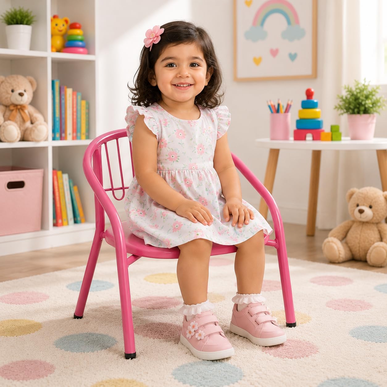 Nutech Decor Kids Activity Chair – Cushioned Metal Chair for Home & School Study, Play & Dining Chair