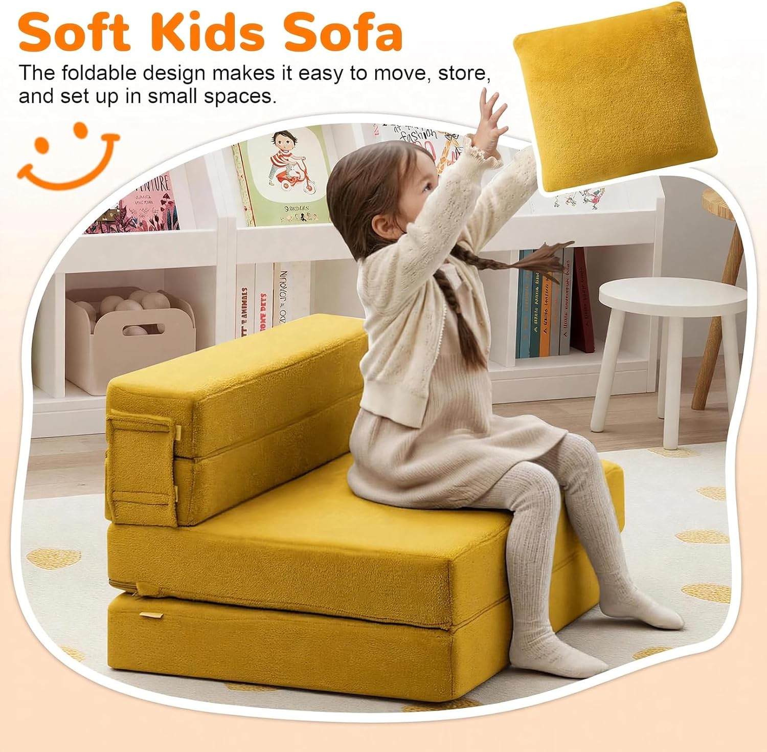 Nutech Decor 2-in-1 Kids Sofa Bed | Foldable Plush Foam Mattress with Pillow