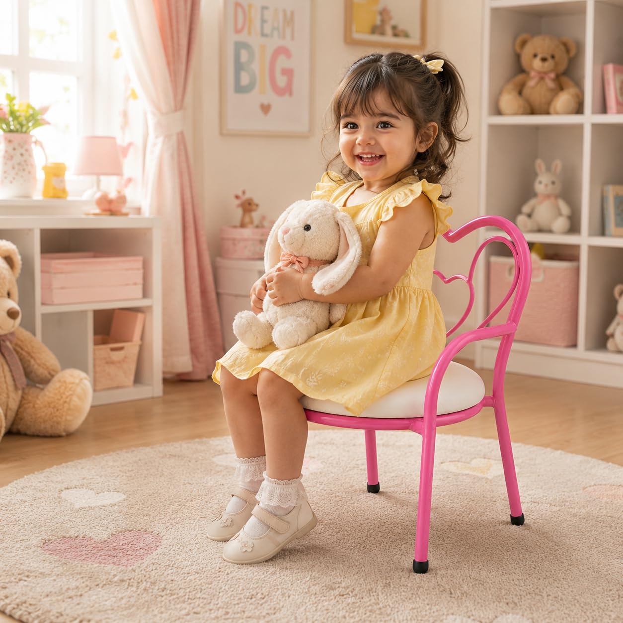 Nutech Decor Heart Kids Chair | Cushioned Metal Study & Activity Chair