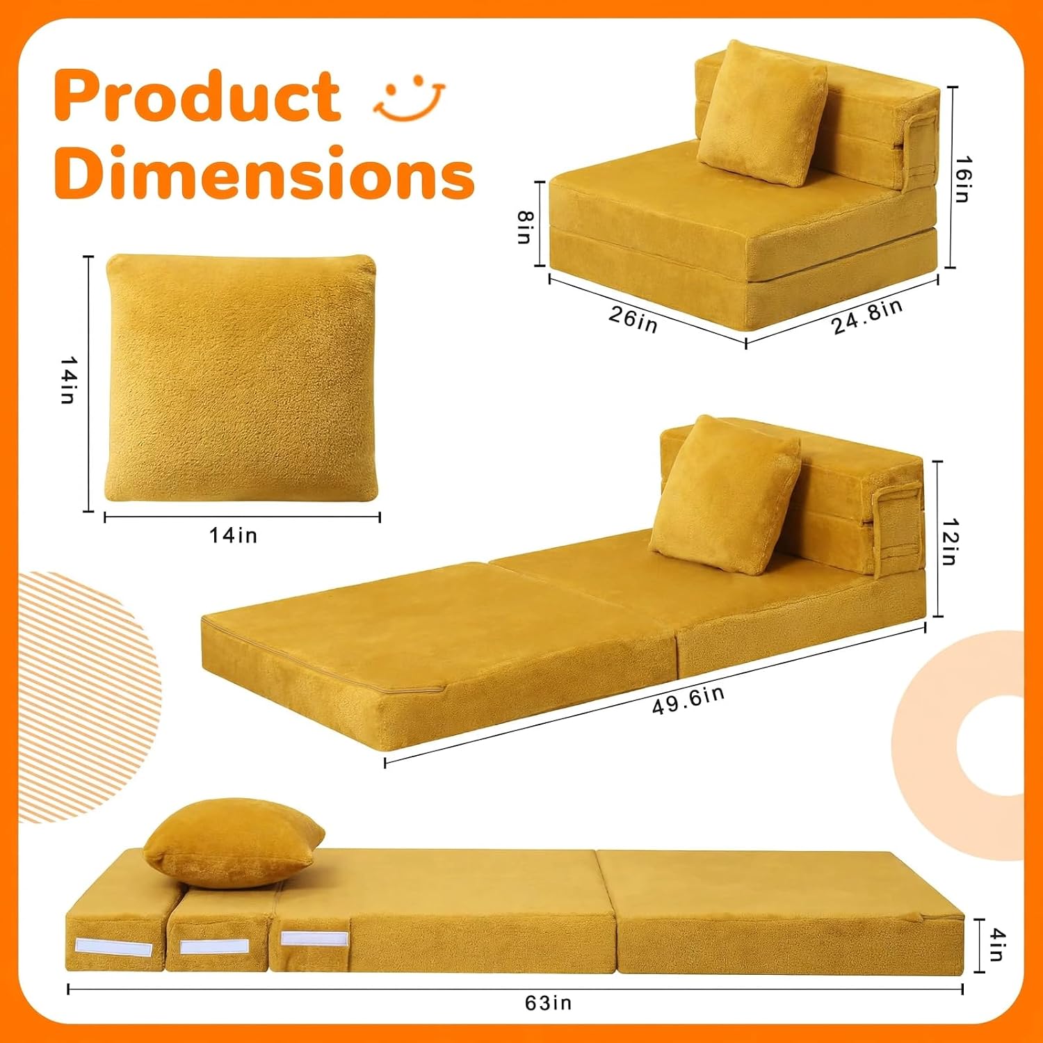 Nutech Decor 2-in-1 Kids Sofa Bed | Foldable Plush Foam Mattress with Pillow
