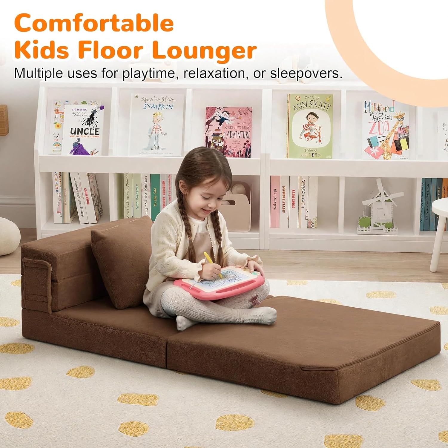 Nutech Decor 2-in-1 Kids Sofa Bed | Foldable Plush Foam Mattress with Pillow