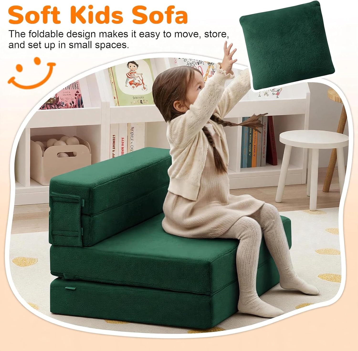 Nutech Decor 2-in-1 Kids Sofa Bed | Foldable Plush Foam Mattress with Pillow