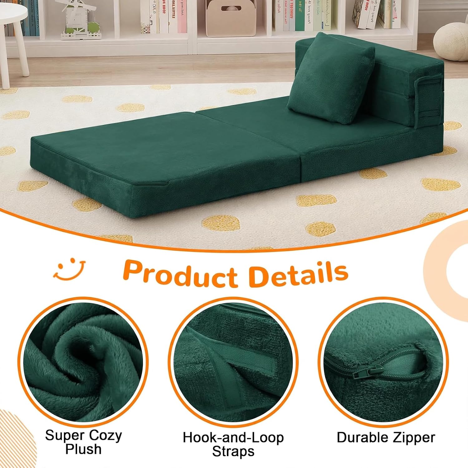 Nutech Decor 2-in-1 Kids Sofa Bed | Foldable Plush Foam Mattress with Pillow