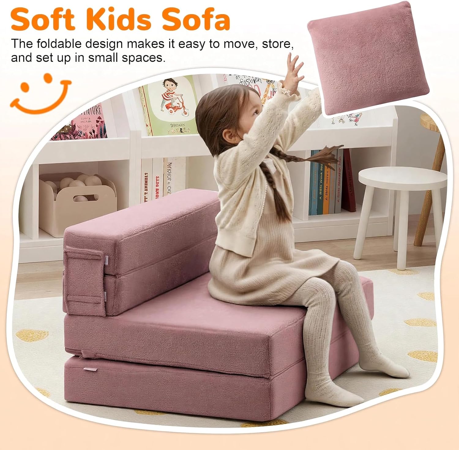 Nutech Decor 2-in-1 Kids Sofa Bed | Foldable Plush Foam Mattress with Pillow