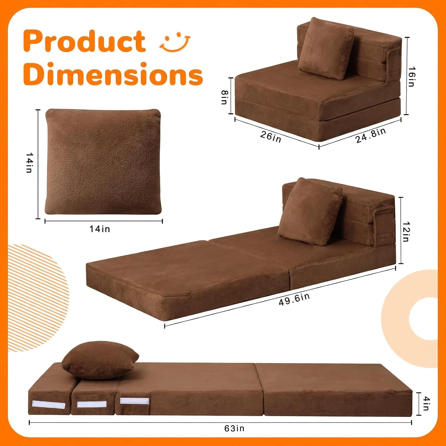 Nutech Decor 2-in-1 Kids Sofa Bed | Foldable Plush Foam Mattress with Pillow