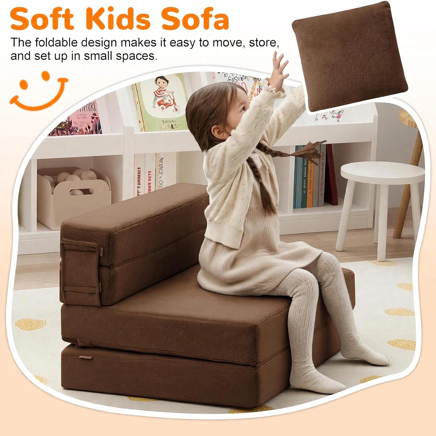 Nutech Decor 2-in-1 Kids Sofa Bed | Foldable Plush Foam Mattress with Pillow