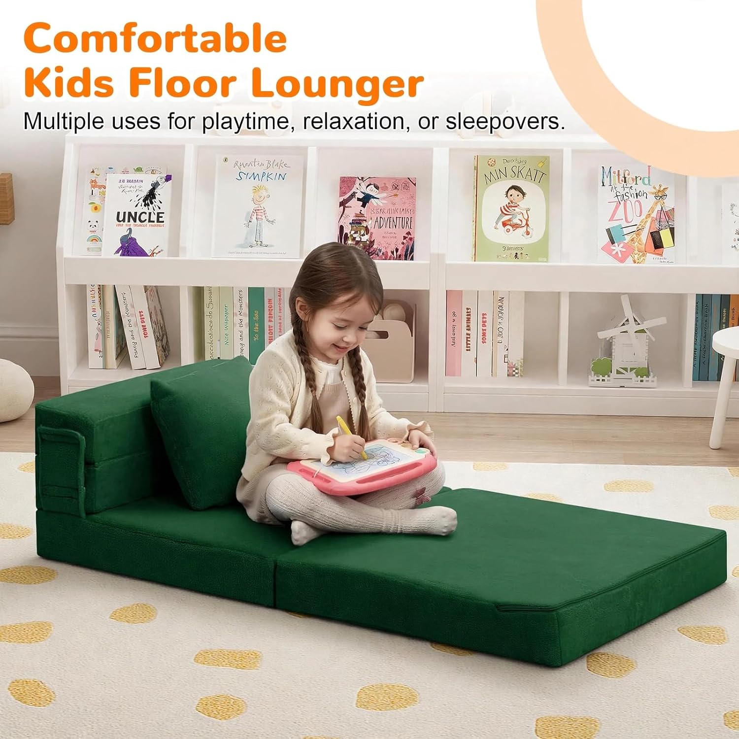 Nutech Decor 2-in-1 Kids Sofa Bed | Foldable Plush Foam Mattress with Pillow