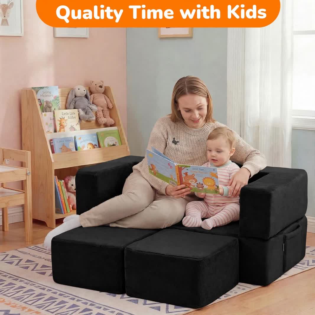 Nutech Decor Corduroy Kids Play Couch – Modular Toddler Sofa for Play, Reading & Relaxing