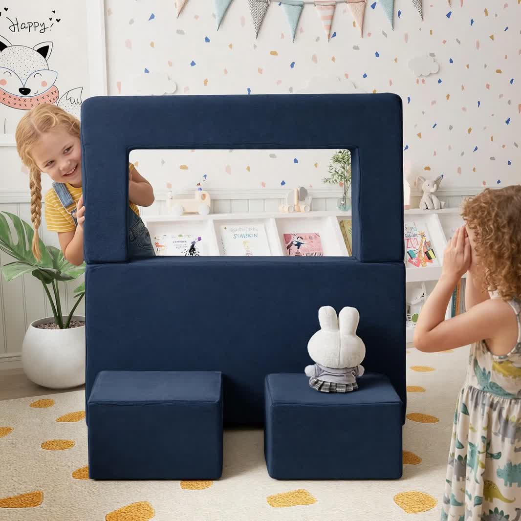 Nutech Decor Corduroy Kids Play Couch – Modular Toddler Sofa for Play, Reading & Relaxing