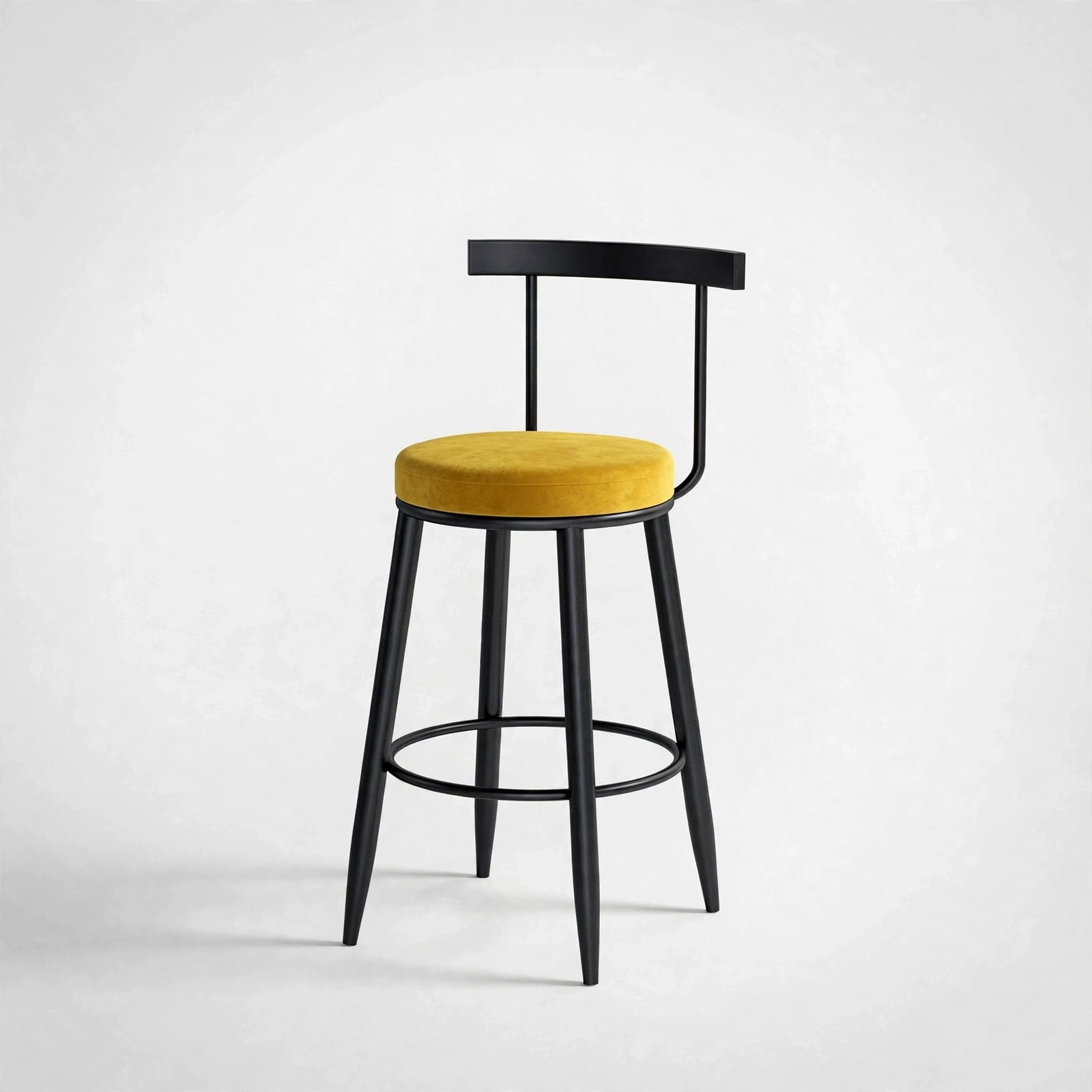 Nutech Decor Velvet Counter Height Bar Stool with Solid Backrest with Black Legs | Kitchen & Bar Seating