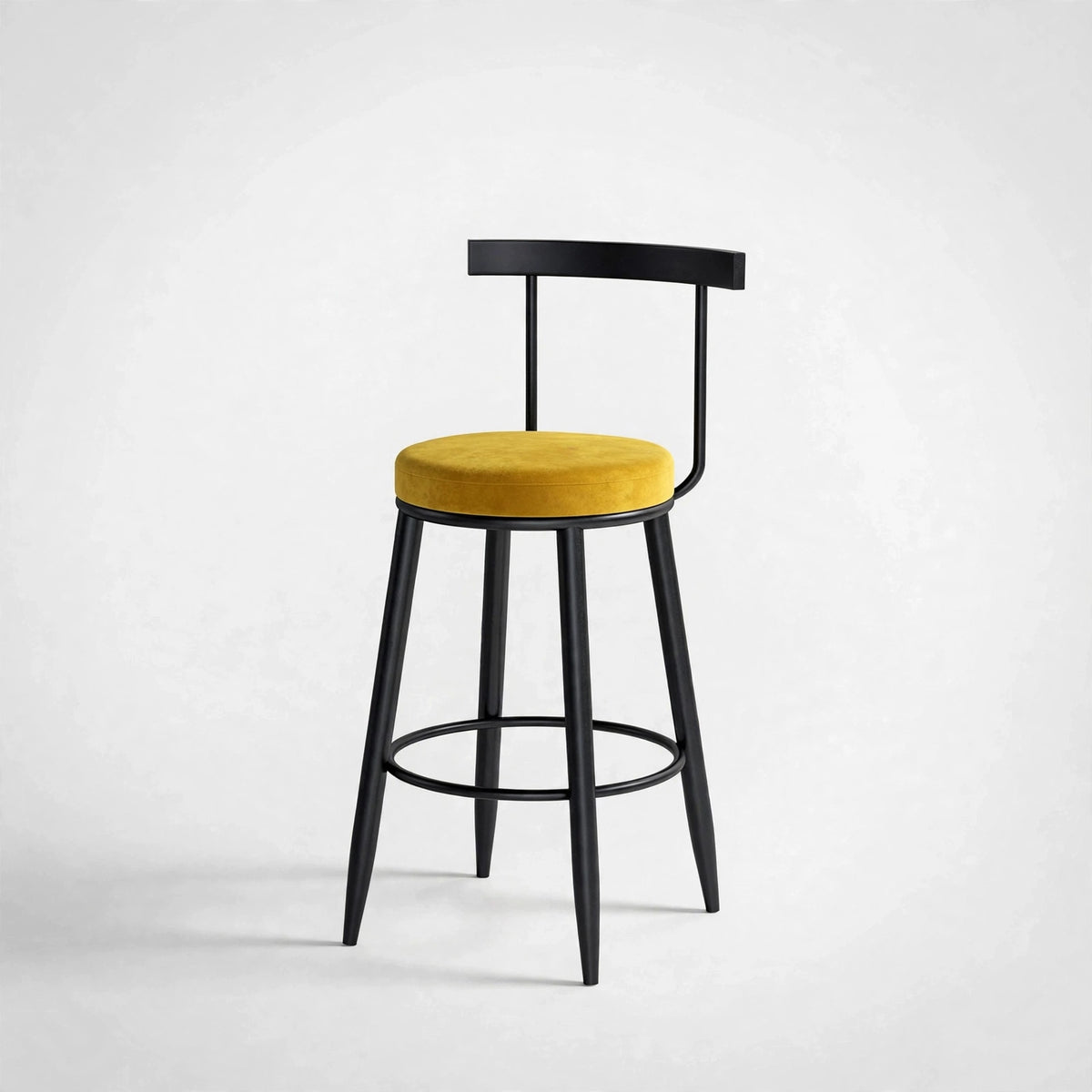 Nutech Decor Velvet Counter Height Bar Stool with Solid Backrest with Black & Gold Legs | Kitchen & Bar Seating