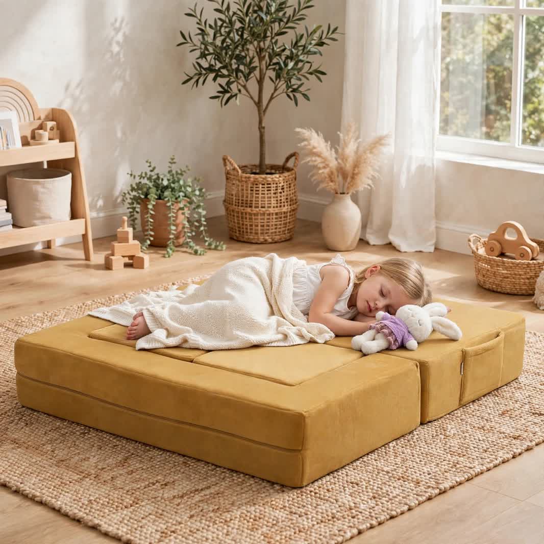 Nutech Decor Corduroy Kids Play Couch – Modular Toddler Sofa for Play, Reading & Relaxing