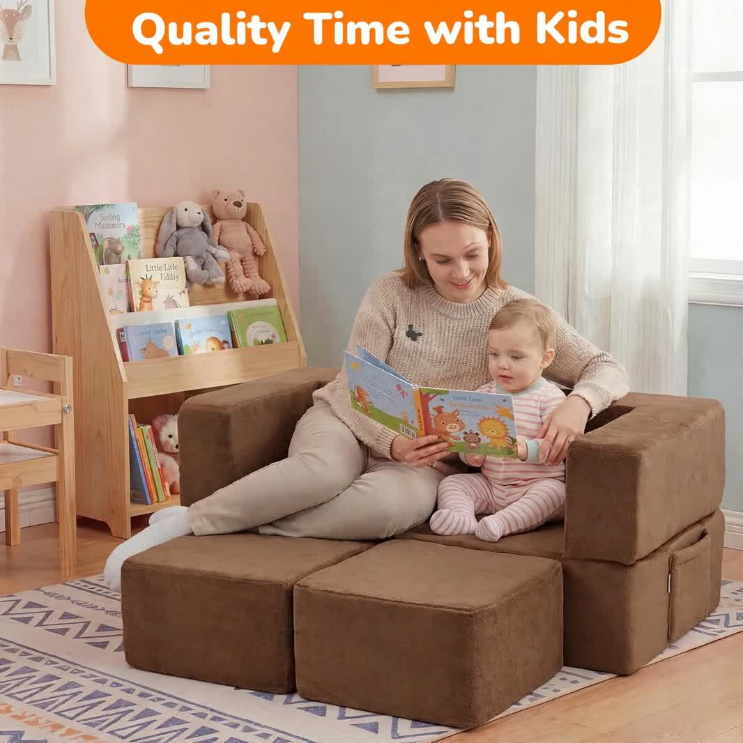 Nutech Decor Corduroy Kids Play Couch – Modular Toddler Sofa for Play, Reading & Relaxing