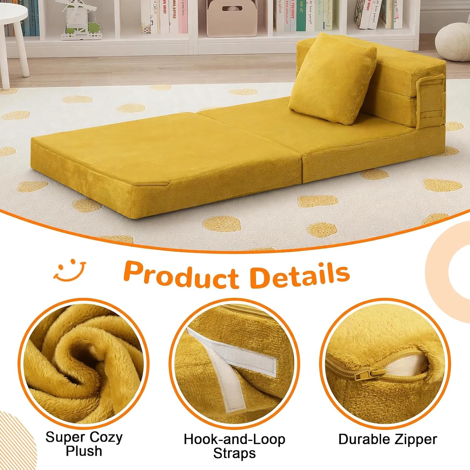 Nutech Decor 2-in-1 Kids Sofa Bed | Foldable Plush Foam Mattress with Pillow