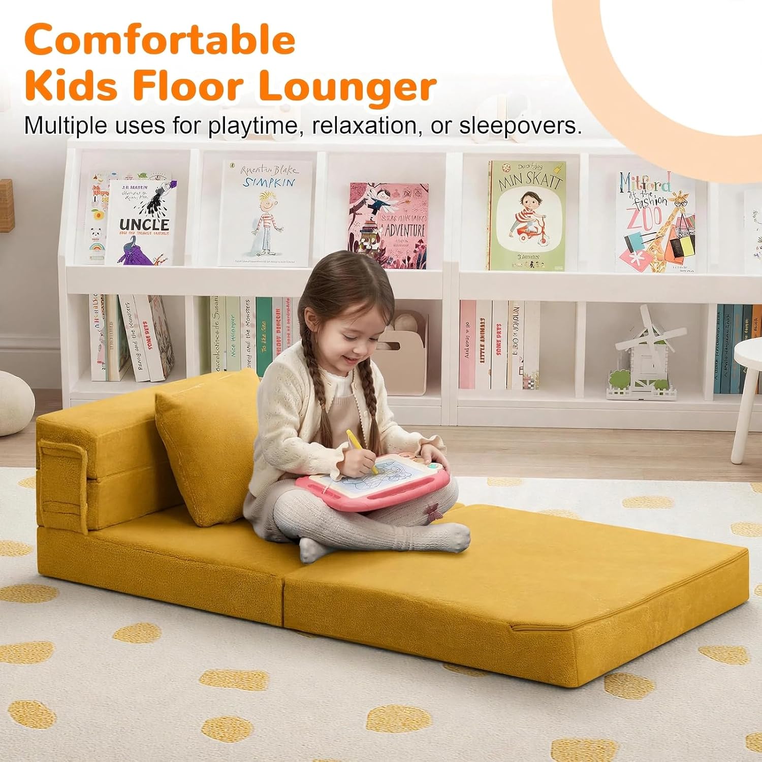Nutech Decor 2-in-1 Kids Sofa Bed | Foldable Plush Foam Mattress with Pillow