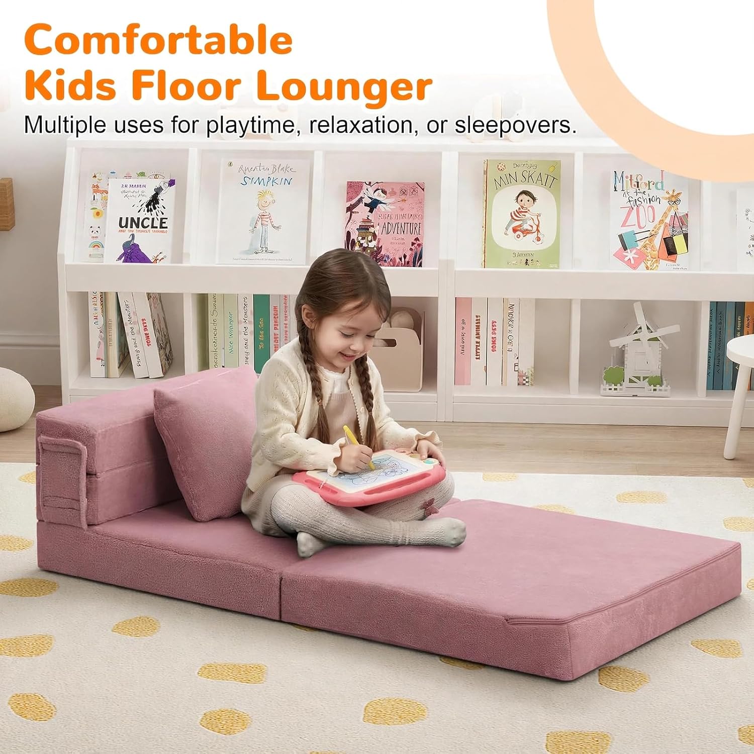 Nutech Decor 2-in-1 Kids Sofa Bed | Foldable Plush Foam Mattress with Pillow