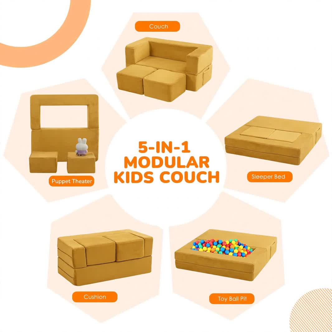 Nutech Decor Corduroy Kids Play Couch – Modular Toddler Sofa for Play, Reading & Relaxing