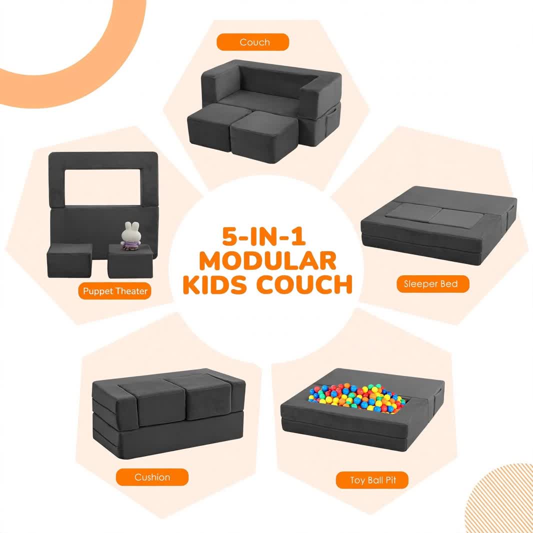 Nutech Decor Corduroy Kids Play Couch – Modular Toddler Sofa for Play, Reading & Relaxing