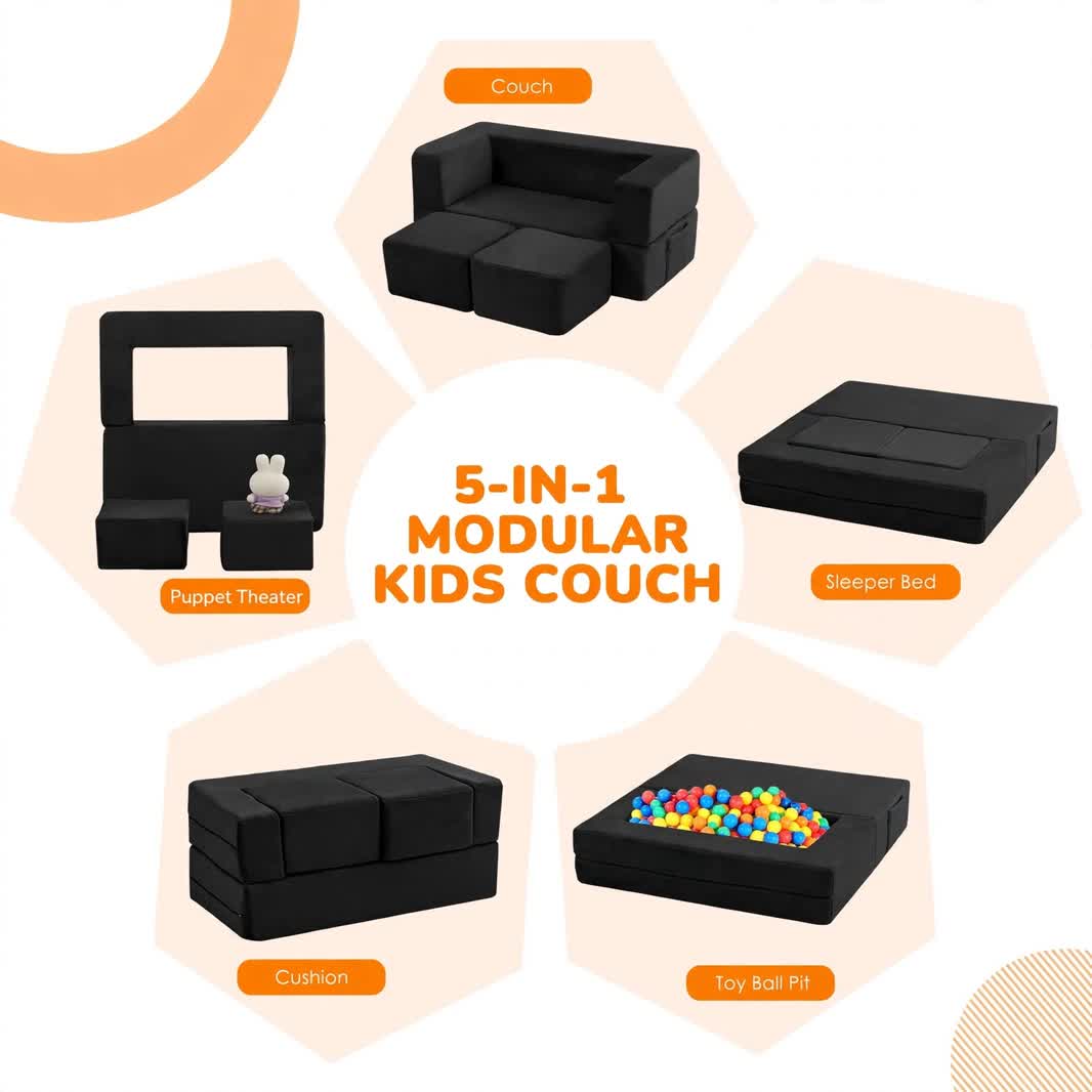 Nutech Decor Corduroy Kids Play Couch – Modular Toddler Sofa for Play, Reading & Relaxing