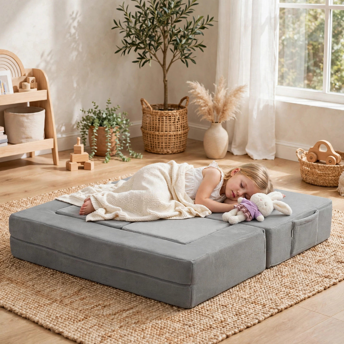 Nutech Decor Corduroy Kids Play Couch – Modular Toddler Sofa for Play, Reading & Relaxing