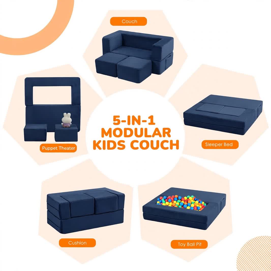 Nutech Decor Corduroy Kids Play Couch – Modular Toddler Sofa for Play, Reading & Relaxing