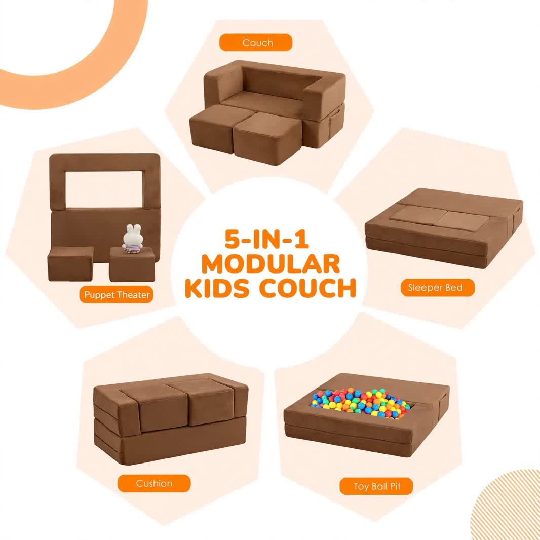 Nutech Decor Corduroy Kids Play Couch – Modular Toddler Sofa for Play, Reading & Relaxing