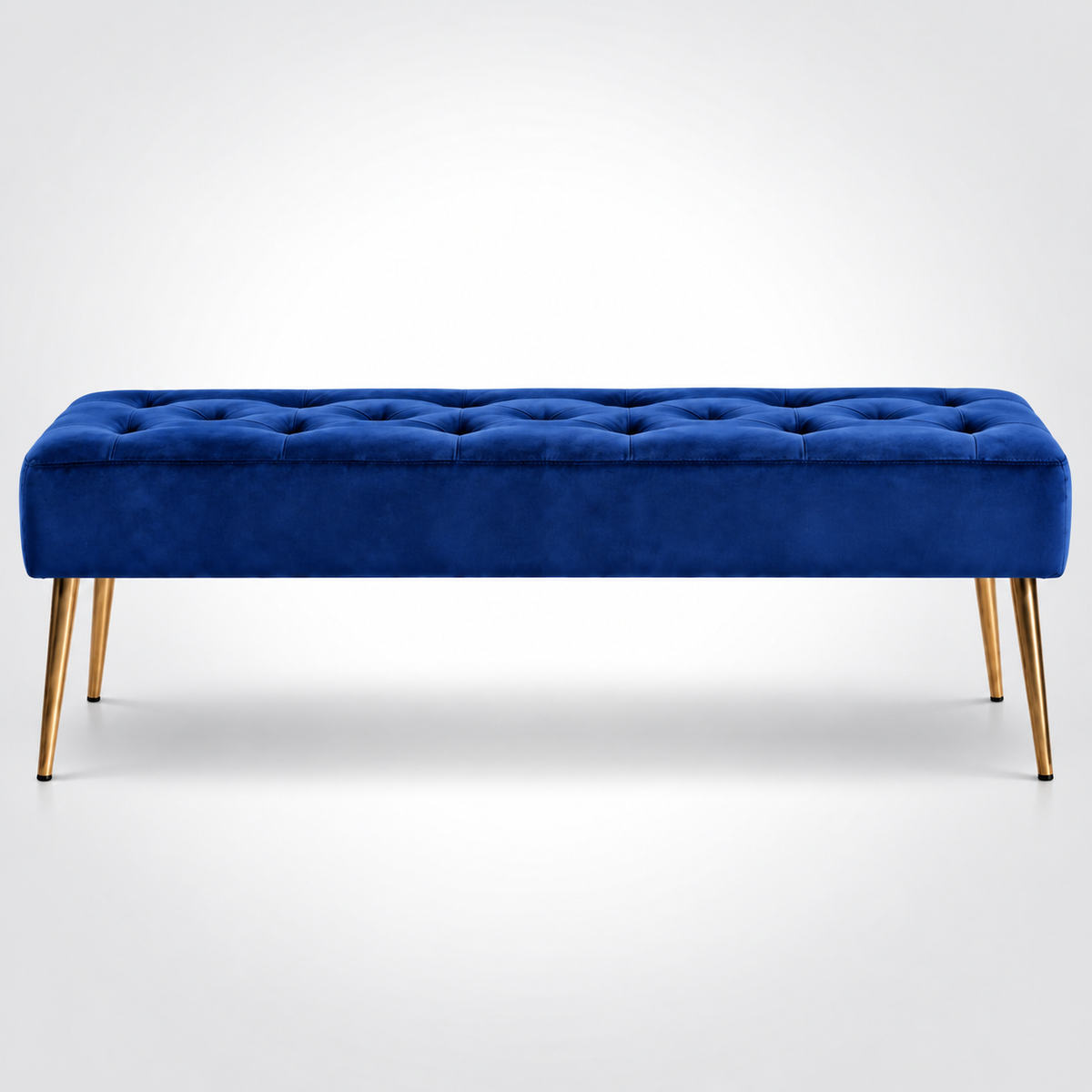 Nutech Impex Modern Velvet Bench Ottoman with Gold Metal Legs | Tufted Upholstered Bench for Bedroom, Living Room & Entryway | Footrest & Accent Seating