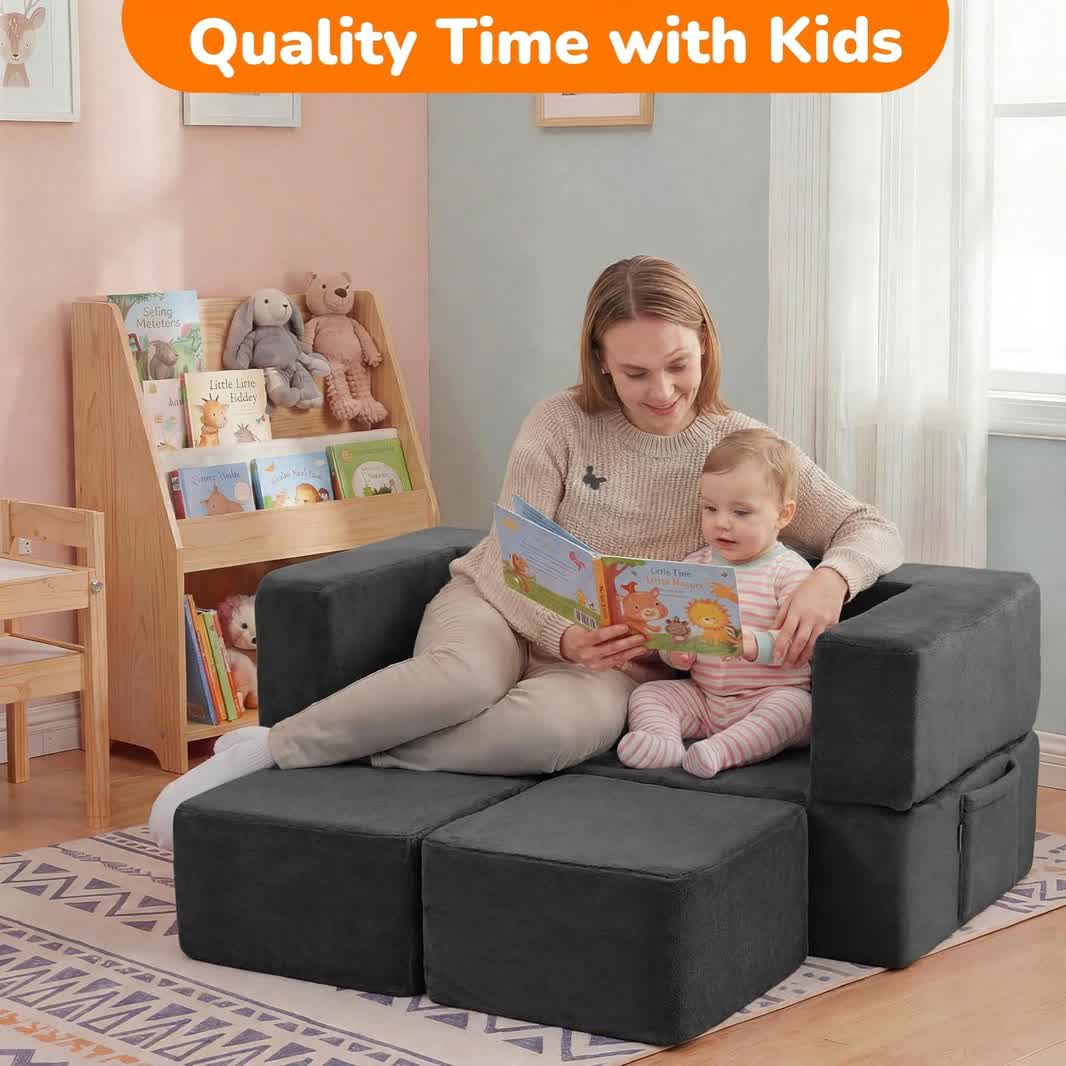 Nutech Decor Corduroy Kids Play Couch – Modular Toddler Sofa for Play, Reading & Relaxing