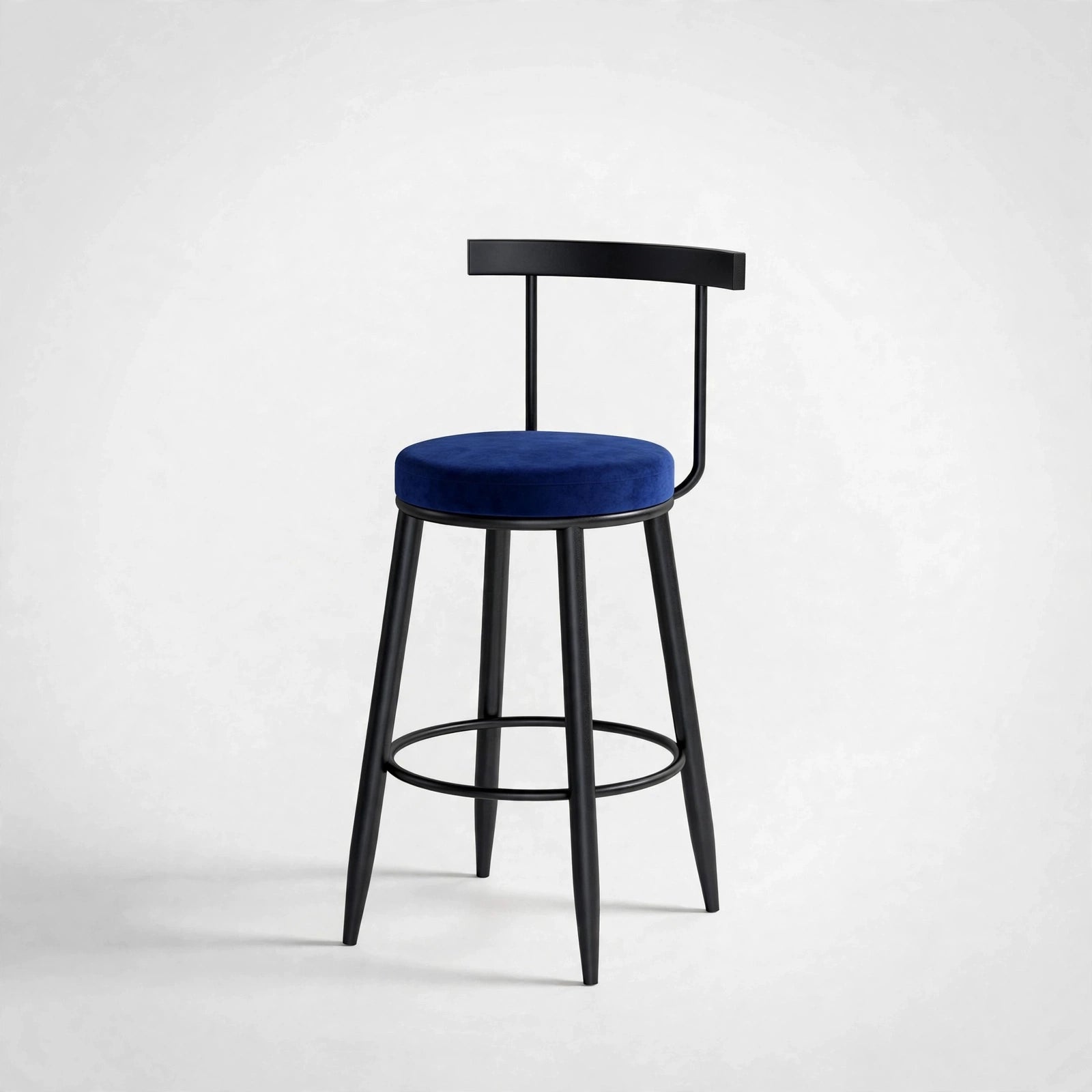 Nutech Decor Velvet Counter Height Bar Stool with Solid Backrest with Black & Gold Legs | Kitchen & Bar Seating