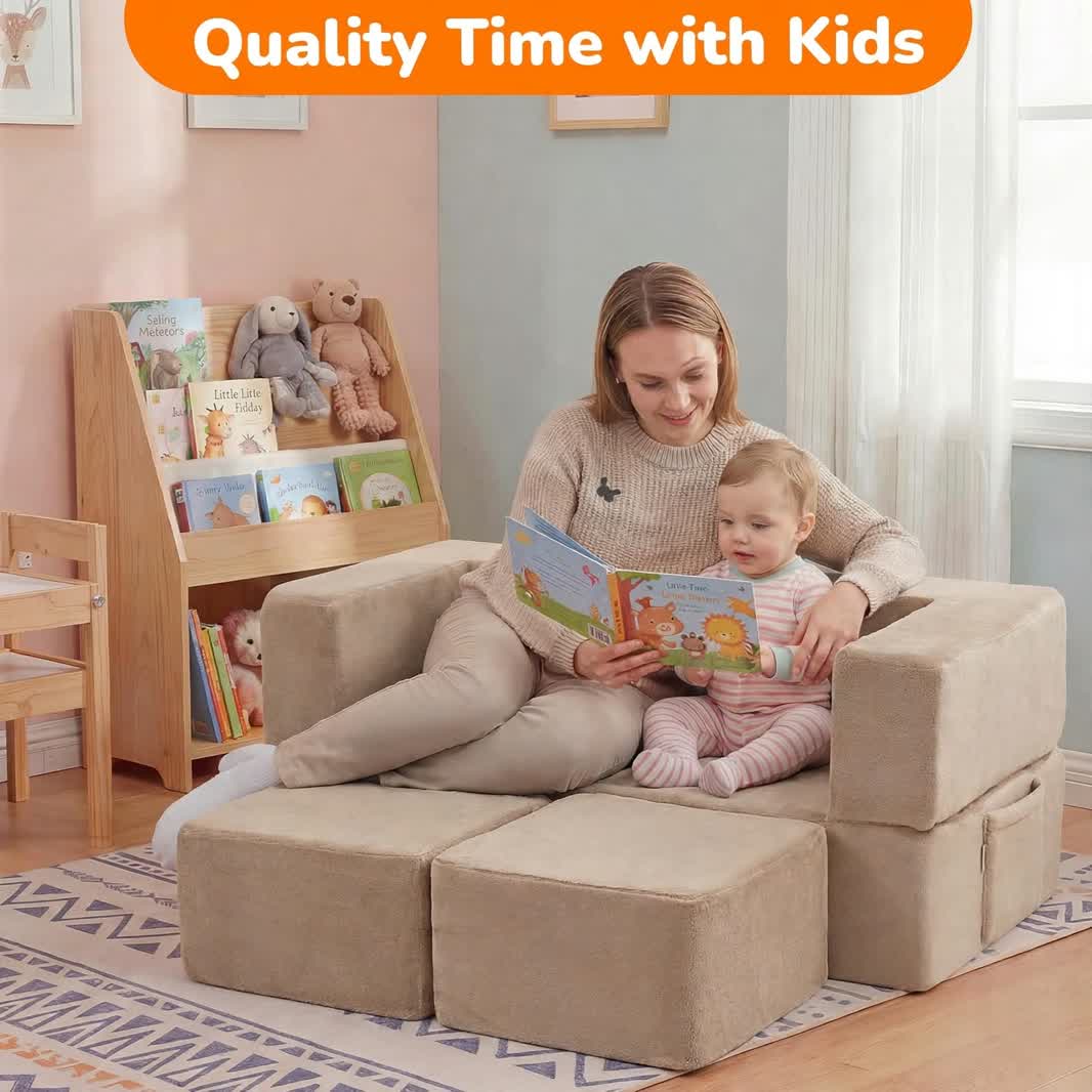 Nutech Decor Corduroy Kids Play Couch – Modular Toddler Sofa for Play, Reading & Relaxing
