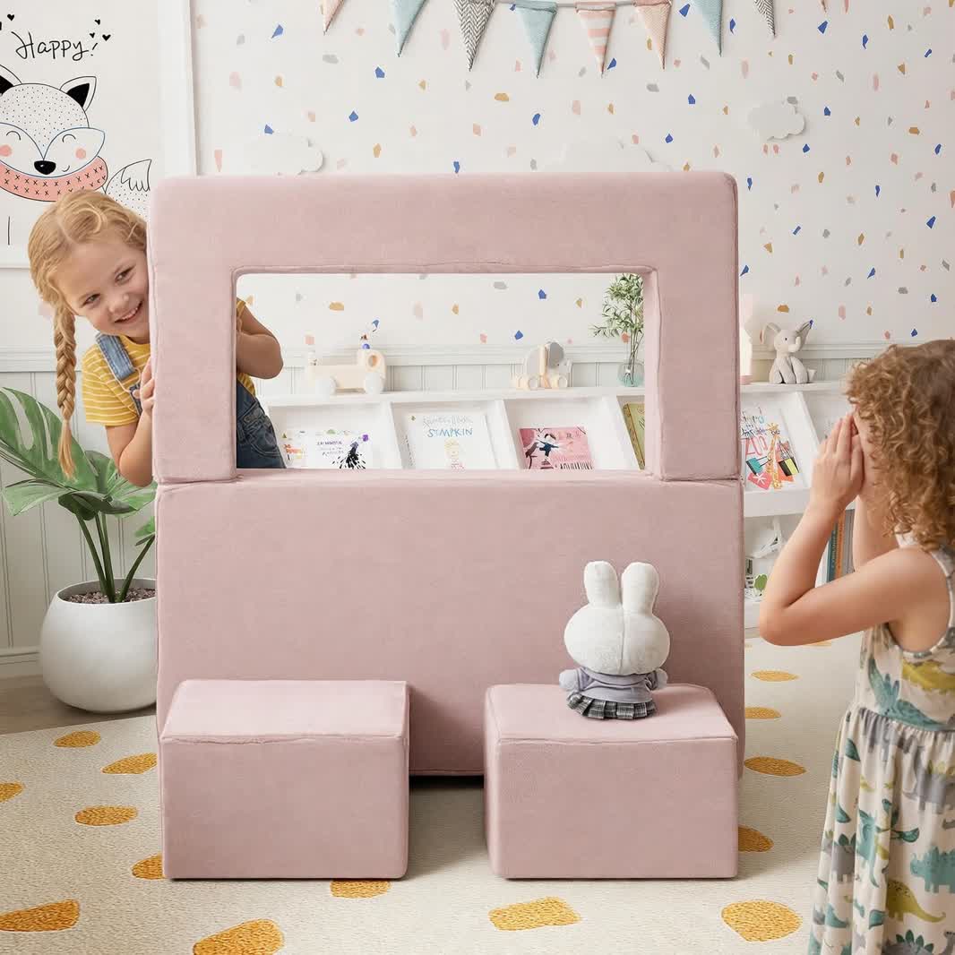 Nutech Decor Corduroy Kids Play Couch – Modular Toddler Sofa for Play, Reading & Relaxing
