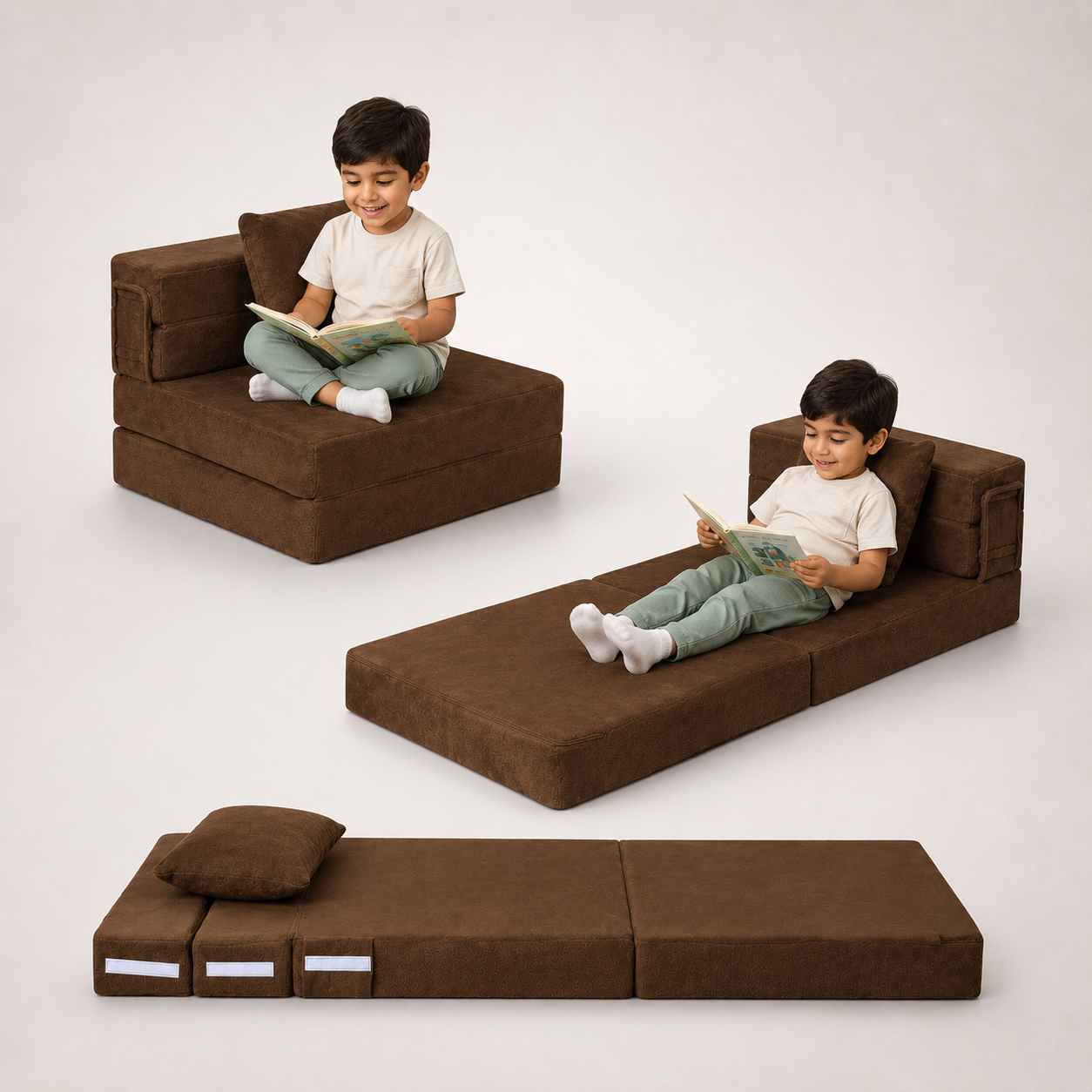 Nutech Decor 2-in-1 Kids Sofa Bed | Foldable Plush Foam Mattress with Pillow