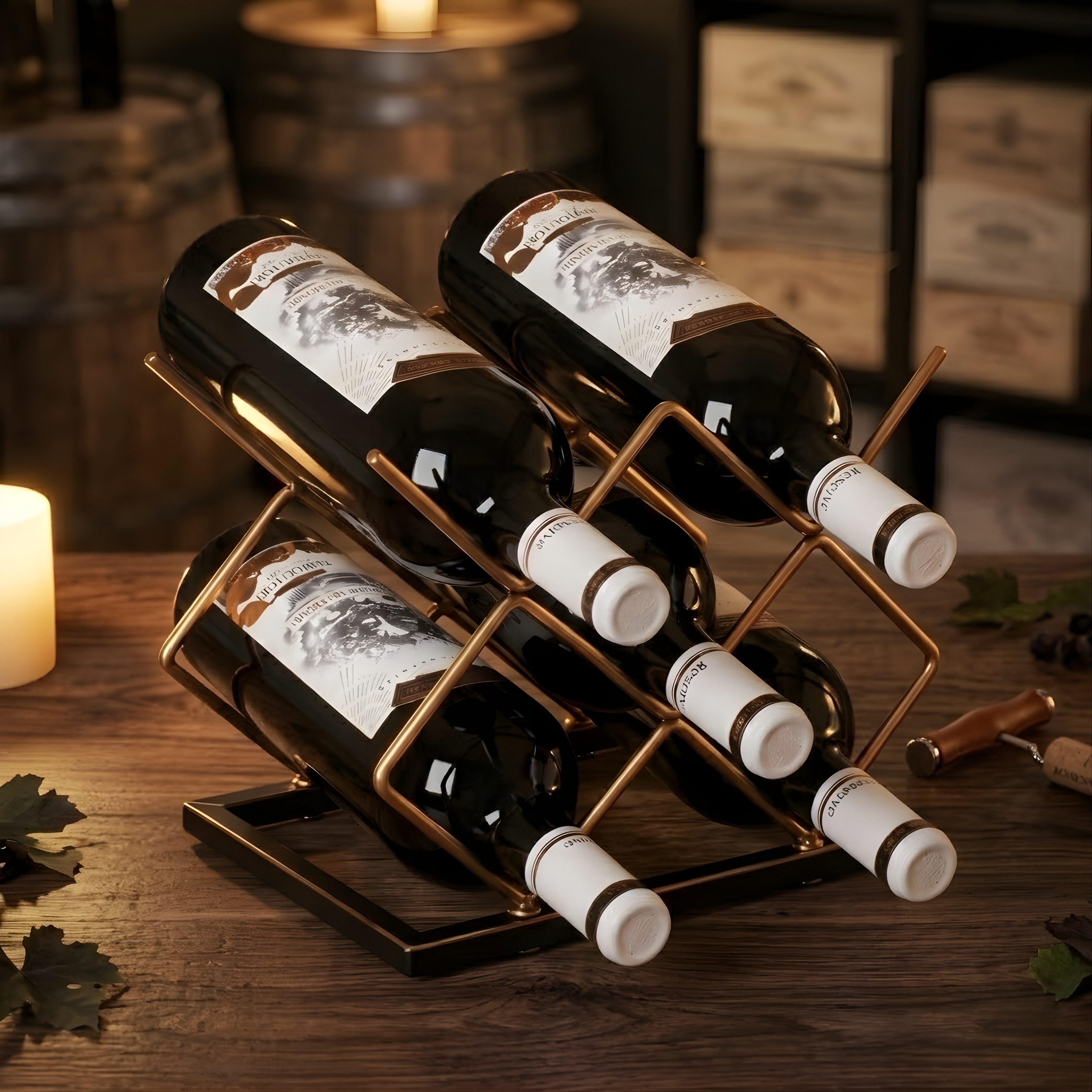 Countertop Wine Rack – Freestanding Metal Tabletop Bottle Holder for Red & White Wine Storage