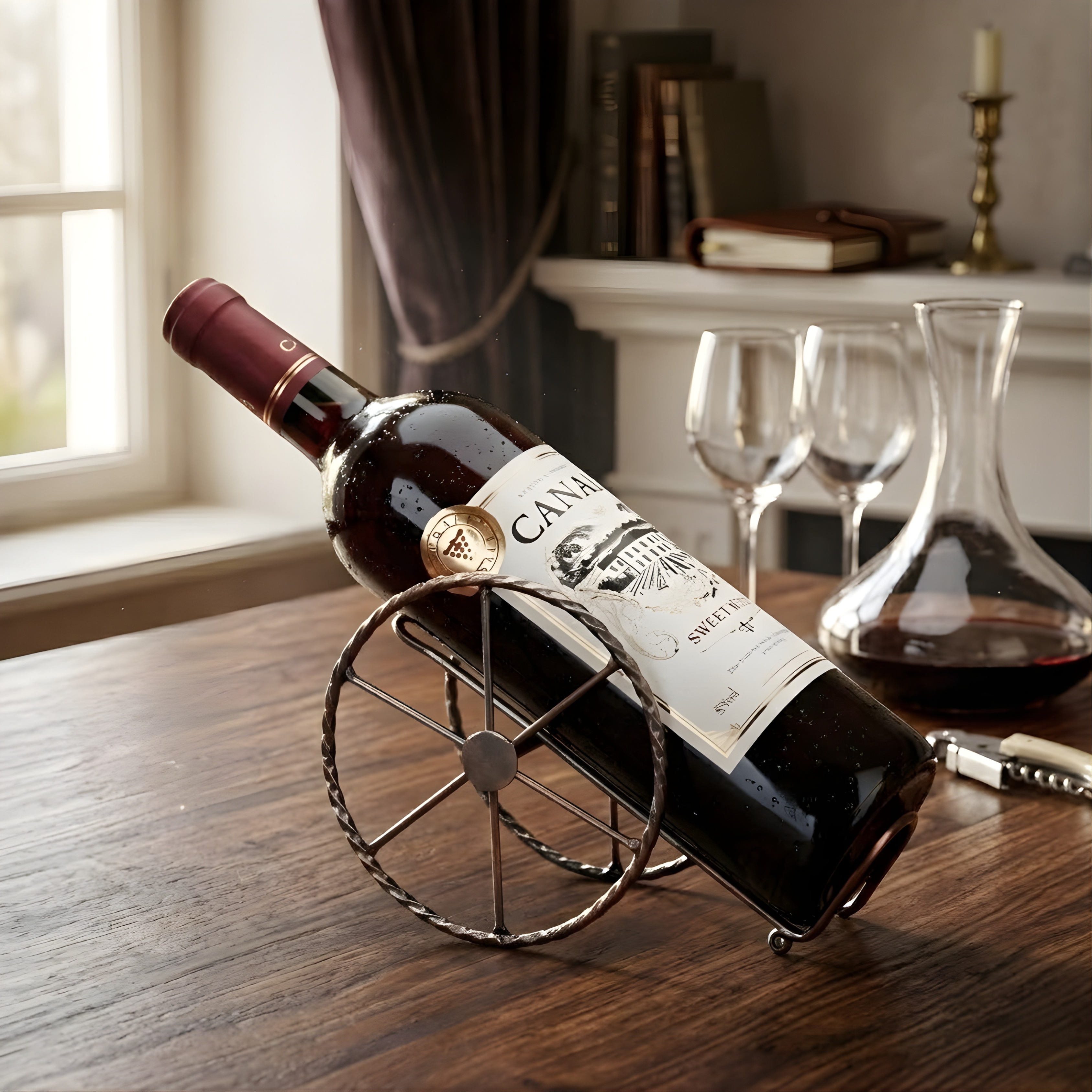 Countertop Wine Rack – Freestanding Metal Tabletop Bottle Holder for Red & White Wine Storage