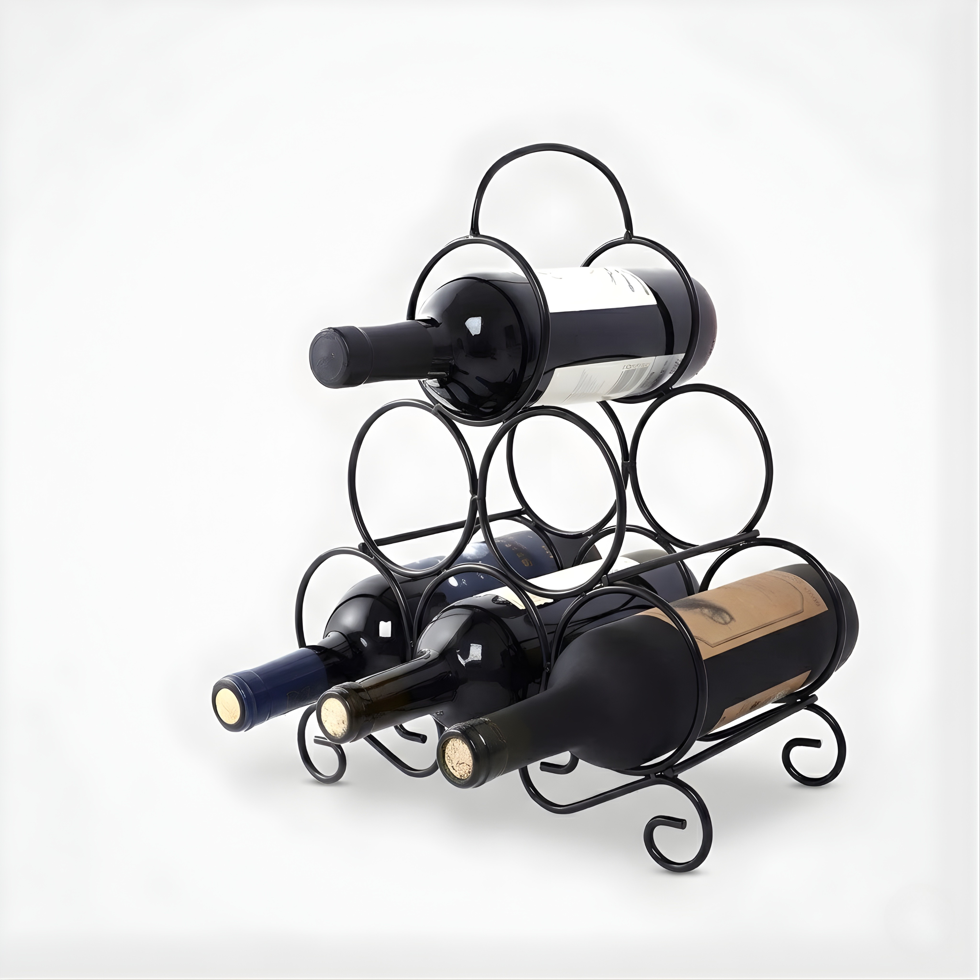 Countertop Wine Rack – Freestanding Metal Tabletop Bottle Holder for Red & White Wine Storage