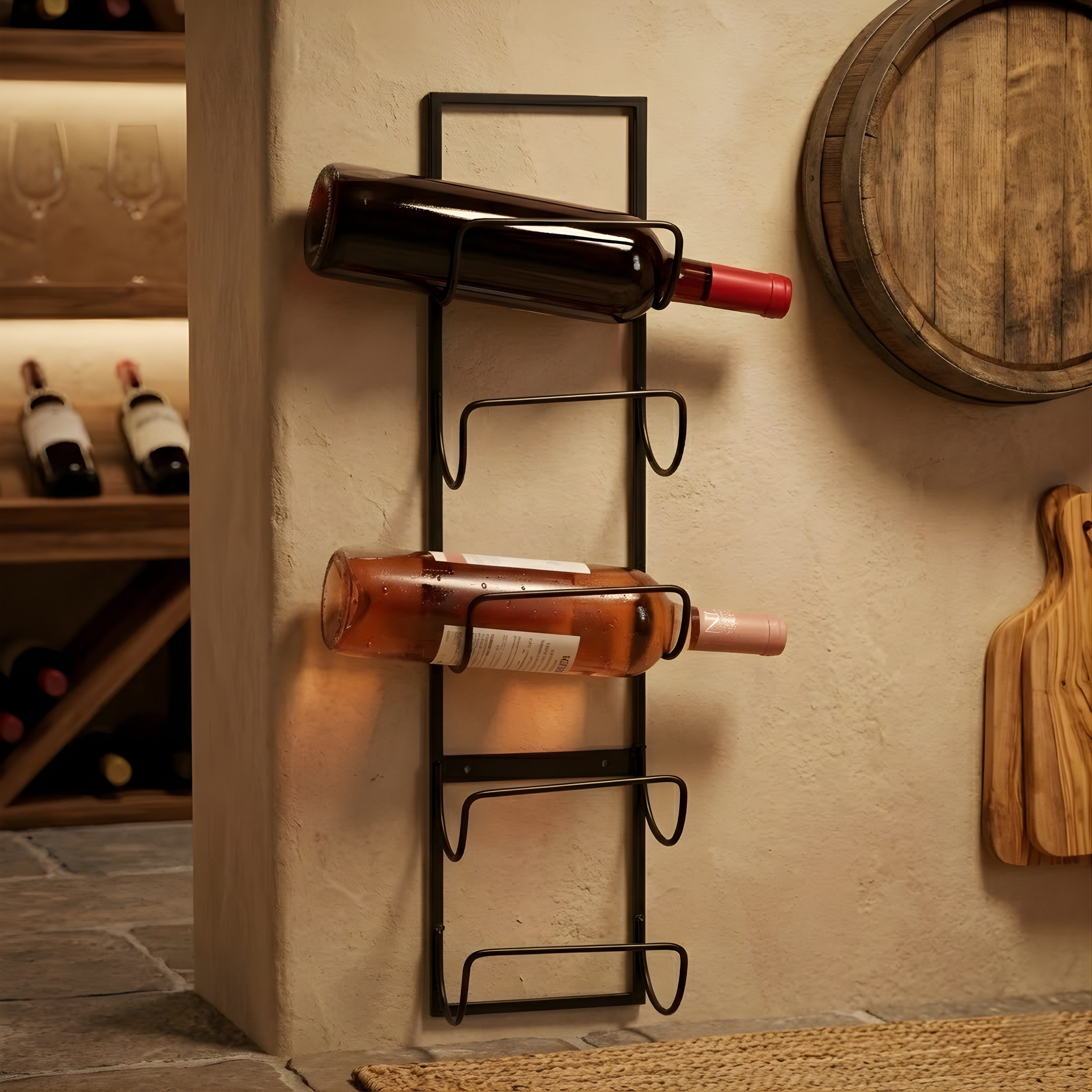 Countertop Wine Rack – Freestanding Metal Tabletop Bottle Holder for Red & White Wine Storage